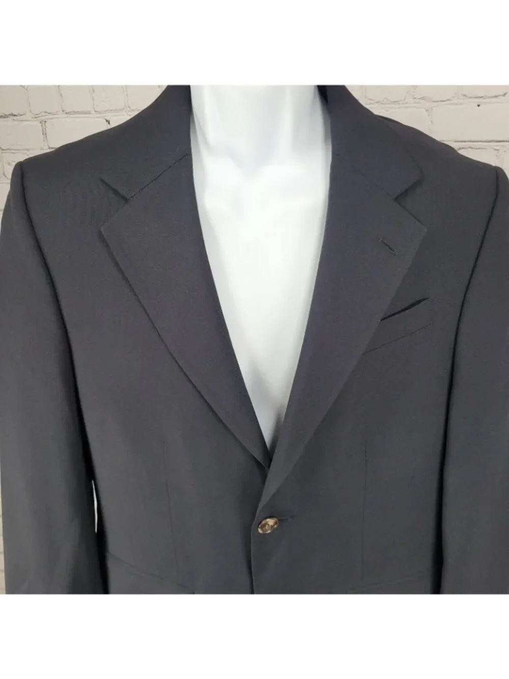 Versini Black 100% Wool 2 Button Ventless Notch Blazer Sport Coat Size 37S